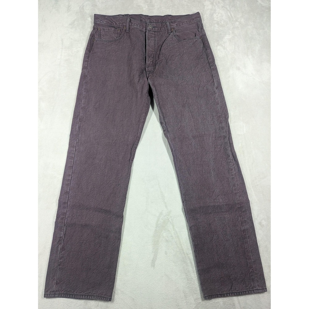 Levis 501 Jeans Mens‎ 38x34* Purple Dark Wash Straight Button Fly Classic Denim
